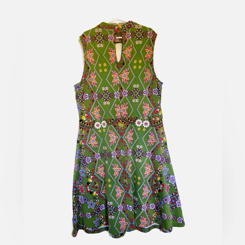 New York & Co. Green Fit & Flare Floral Dress - Size Large - Picture 3 of 8